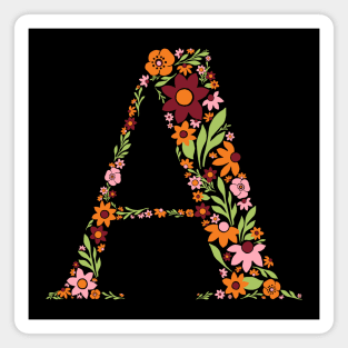 Retro Floral Letter A Magnet